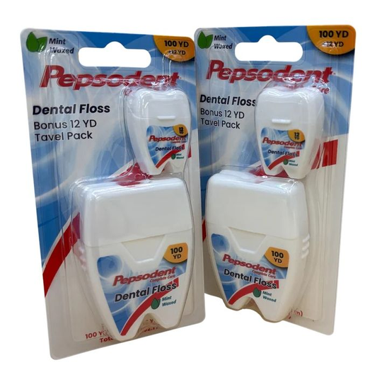 Pepsodent Dental Floss Mint Waxed 100yds + 12yds 6/bx