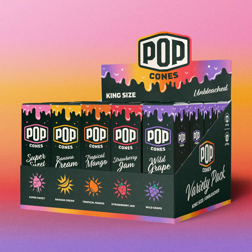 POP Variety Pack King Size Unbleached Cones 3pk 25/bx