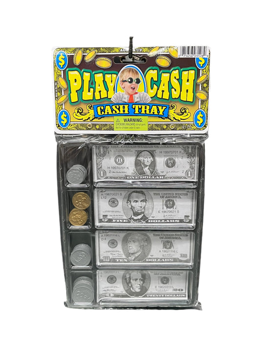 Play Cash toy set with dollar bills and coins 