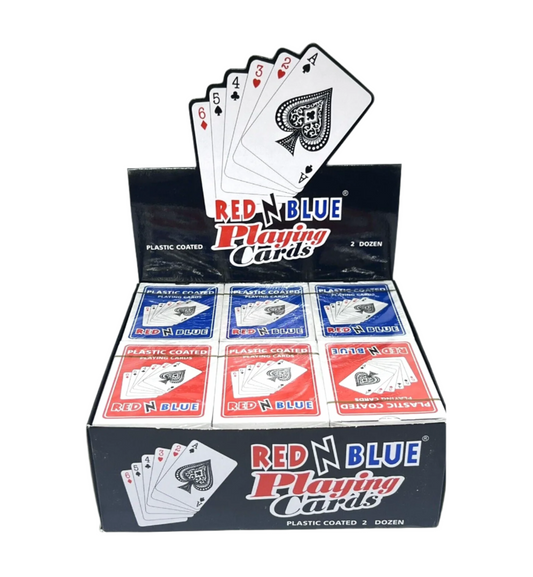 RED N BLUE Plastic Coated Playing Cards 24/deck Display