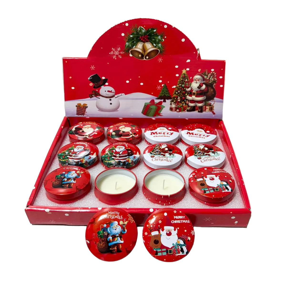 Christmas Themed Scented Candles 12/Display