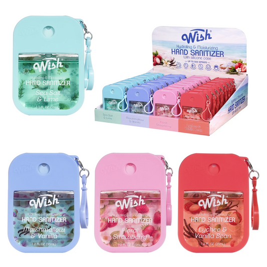 Scented hand sanitizer spray with Silicone Keychain Case 40ct Display