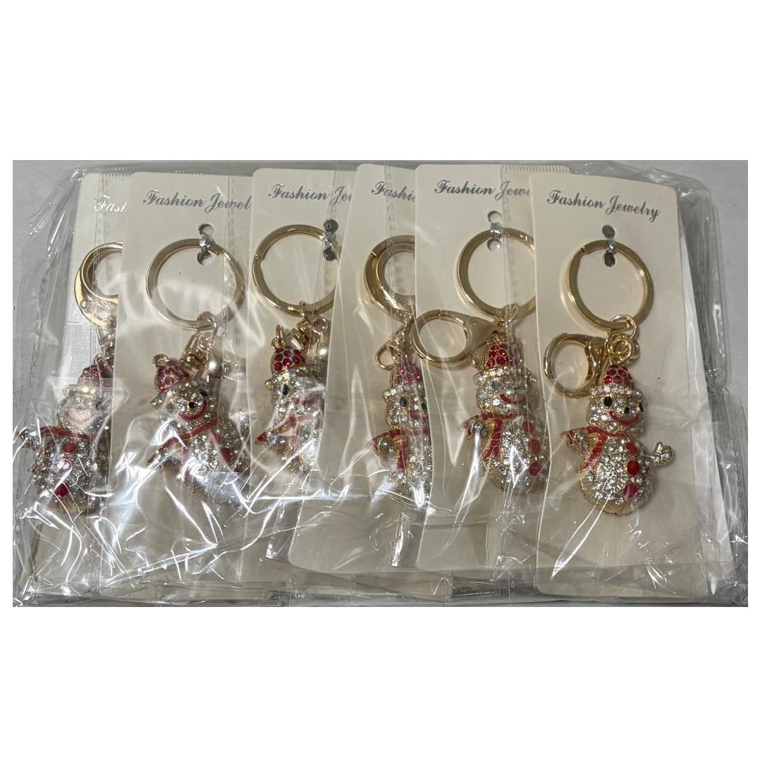 Christmas Snowman Rhinestone Keychain 12/bx