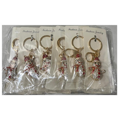 Christmas Snowman Rhinestone Keychain 12/bx