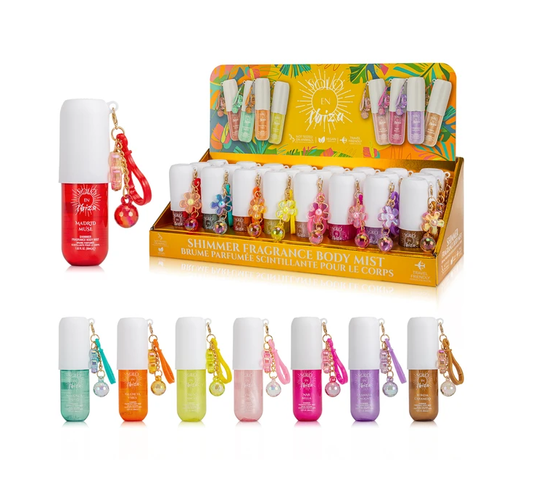 Solo En Ibiza Shimmer Fragrance Body Mist 1.02oz w/Charm Keychain 24/display
