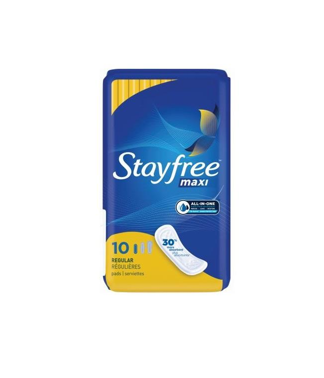 Stayfree Maxi Regular Pads 10ct 12/bx