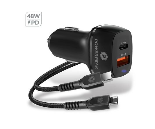 Super Fast PD Car Charger C to C With 4ft Cable