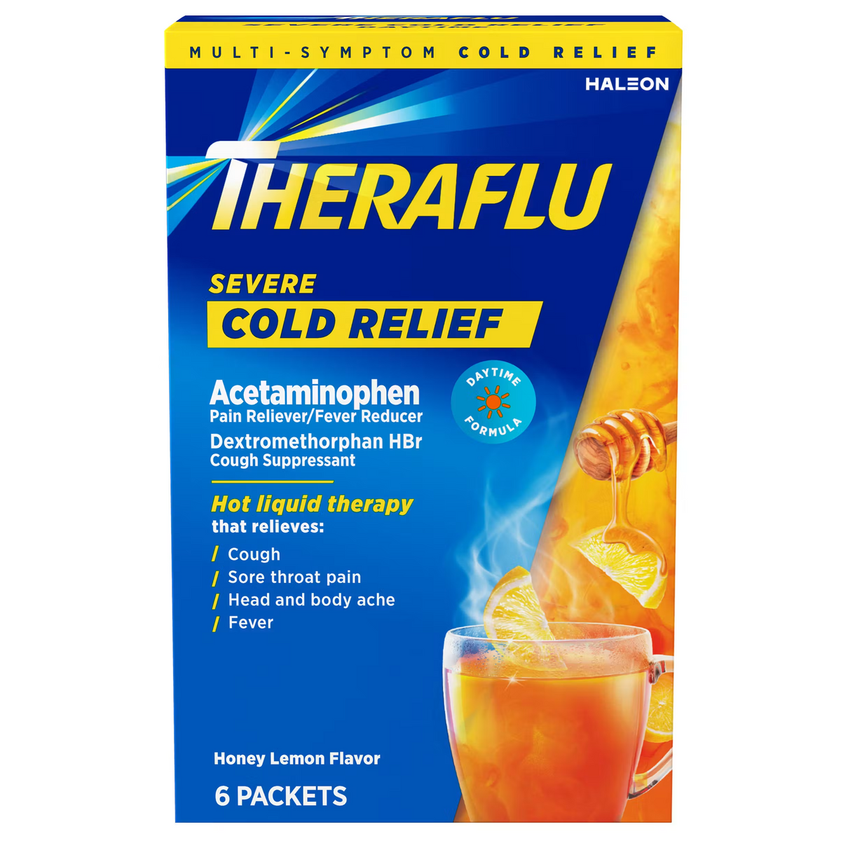 Theraflu Severe Cold Relief Honey Lemon 6pk 3/bx