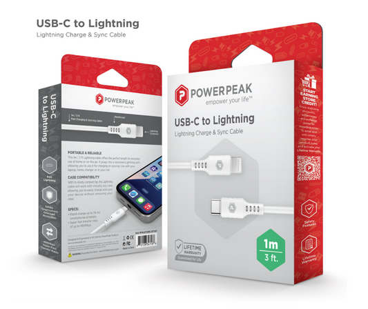 Type C to Lightning 3ft cable
