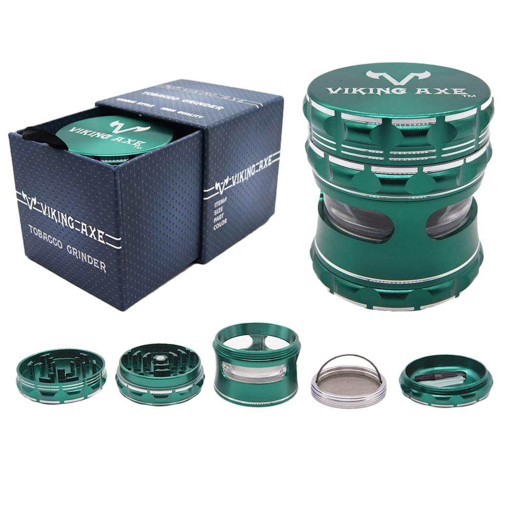 Viking Axe 63mm 4 Part Aluminum Grinder w/ Side Window 1/pc