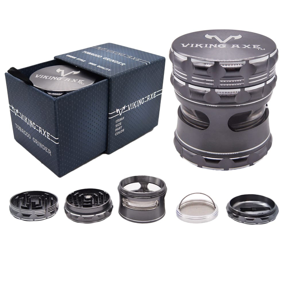 Viking Axe 63mm 4 Part Aluminum Grinder w/ Side Window 1/pc