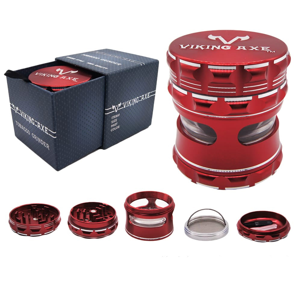 Viking Axe 63mm 4 Part Aluminum Grinder w/ Side Window 1/pc
