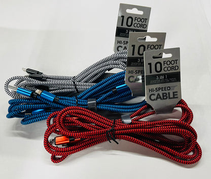 3 in 1 10 Foot Charger 6/bx