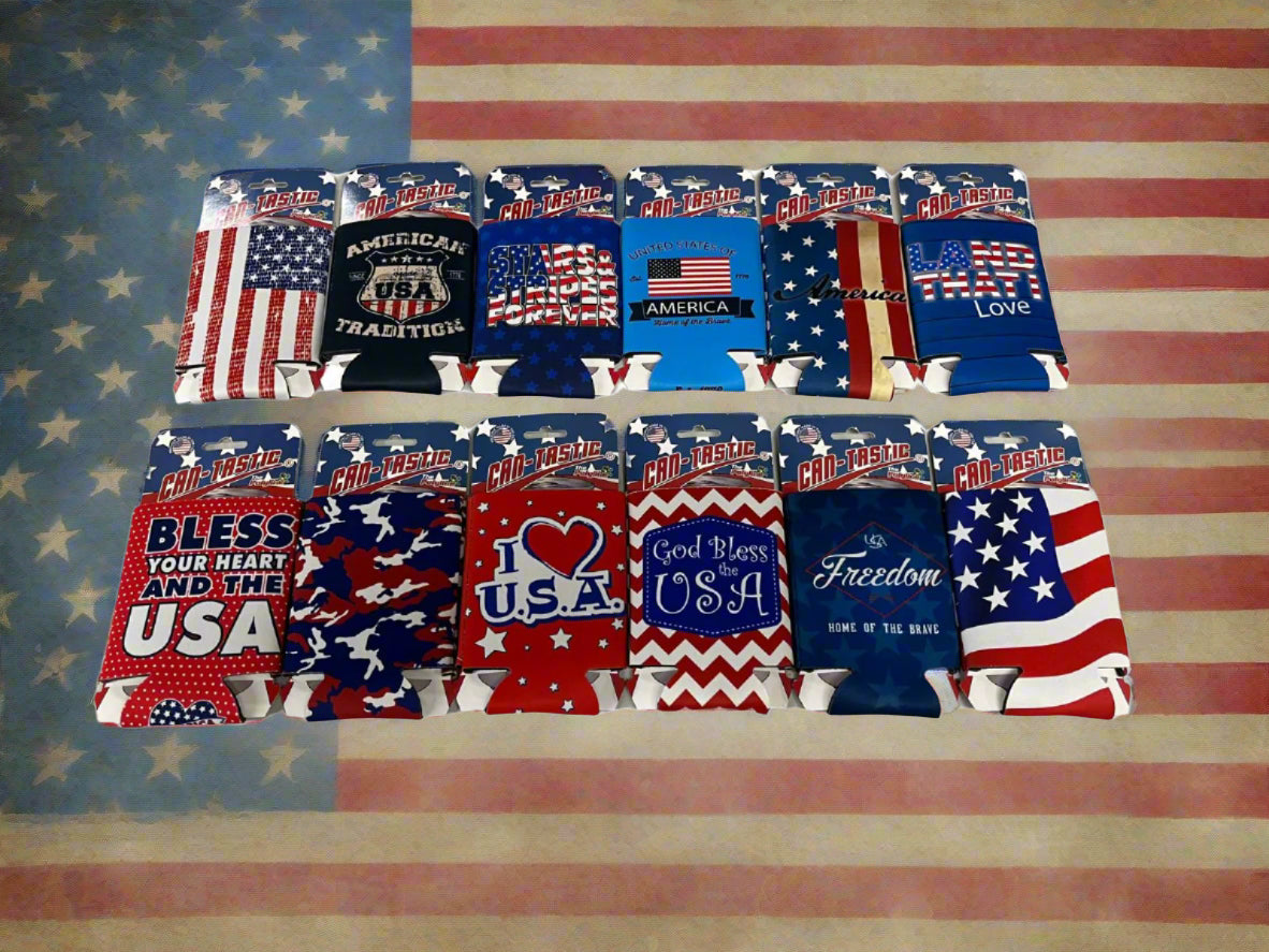 Wholesale Slim-Tastic Patriotic Can Coolers 12/Strip
