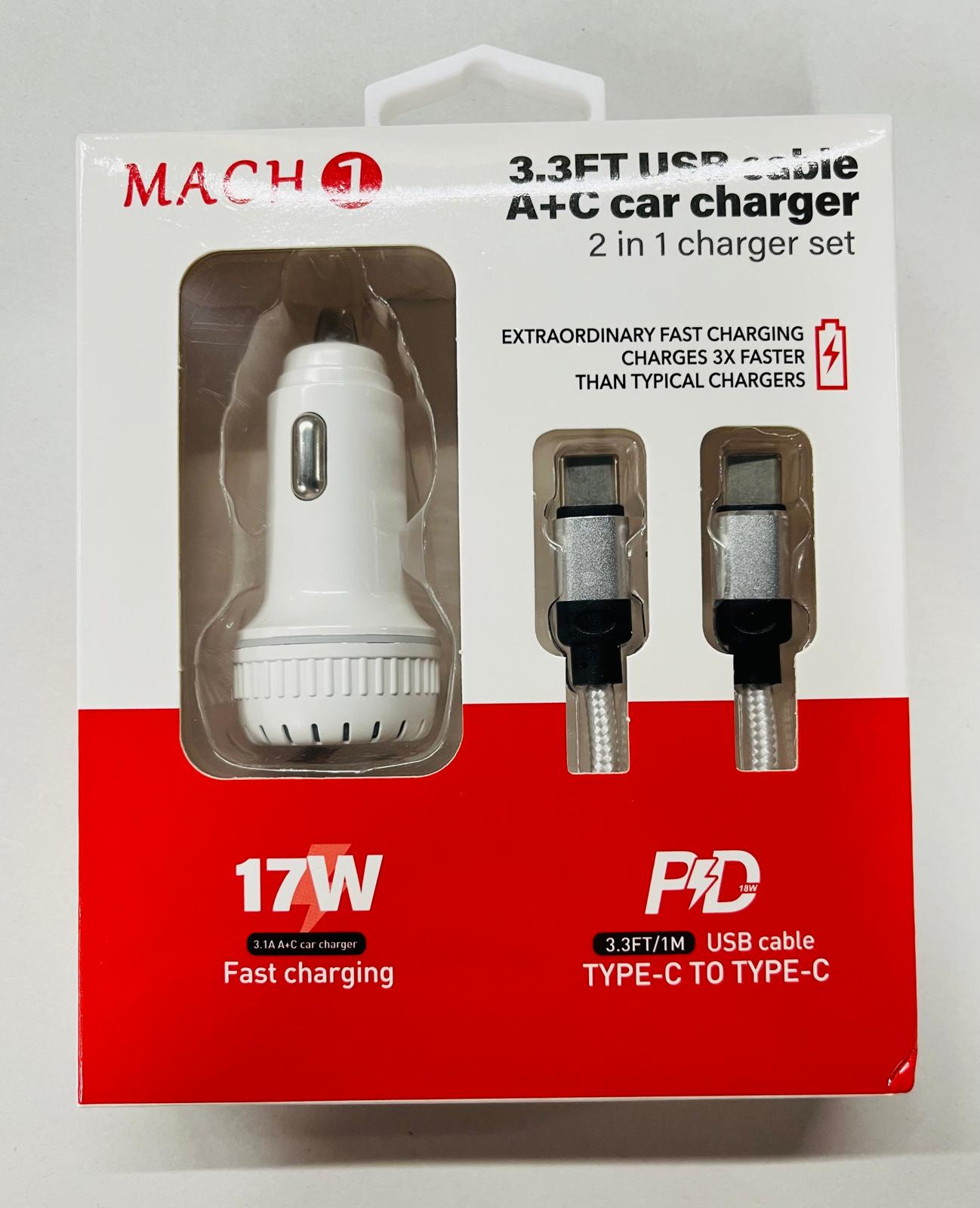 TYPE C Mach Car Plug & Cable Set 6/bx