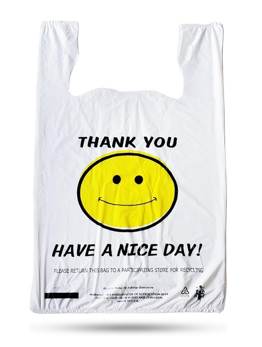 White Smiley T-Shirt Style Bags 1/6 200 Bags