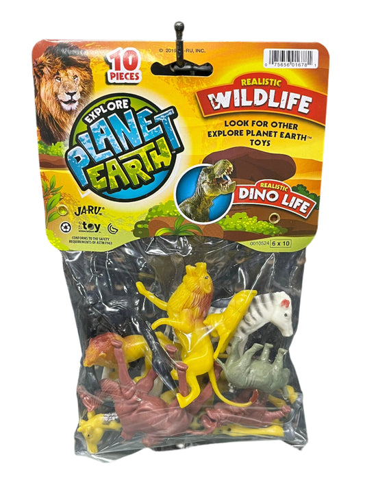 Packaged toy figures of animals 
