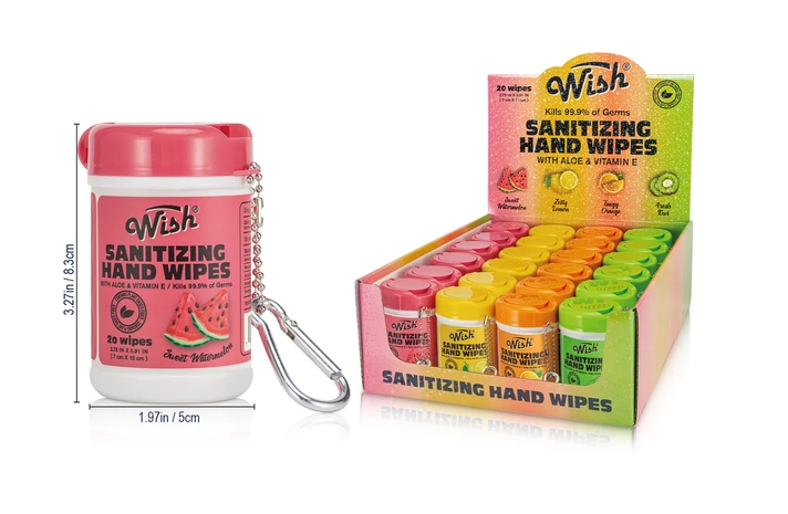 Wish sanitizing hand Wipes 20ct 24/Display
