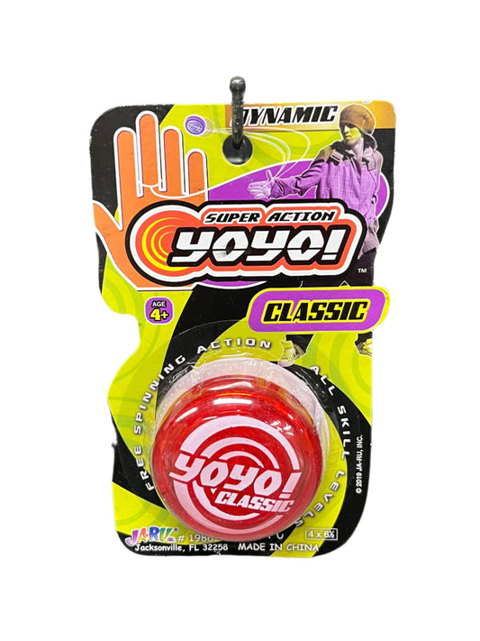 yoyo in packaging with 'Dynamic Super Action Yoyo!'
