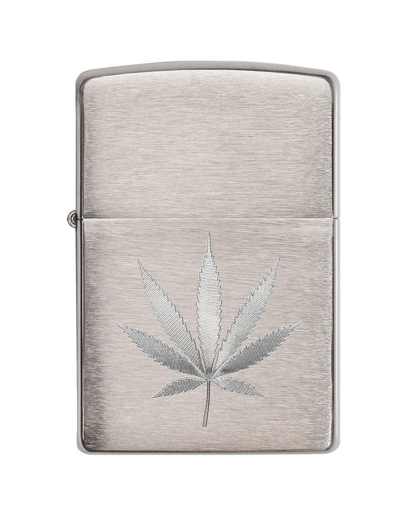 Zippo Chrome Marijuana Leaf Design #29587