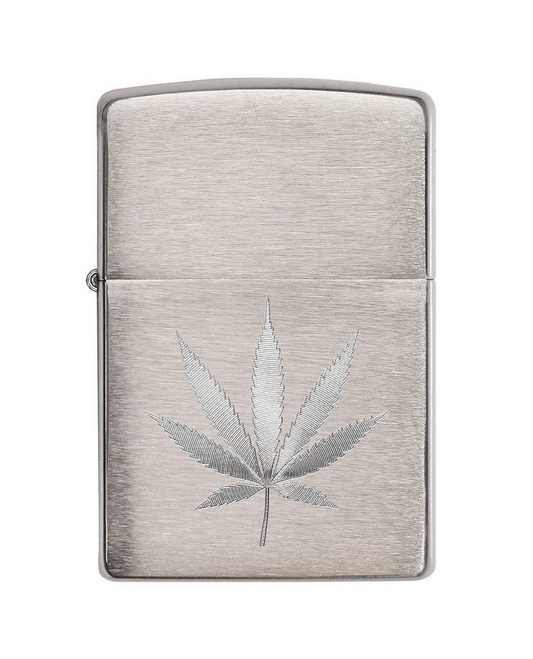Zippo Chrome Marijuana Leaf Design #29587