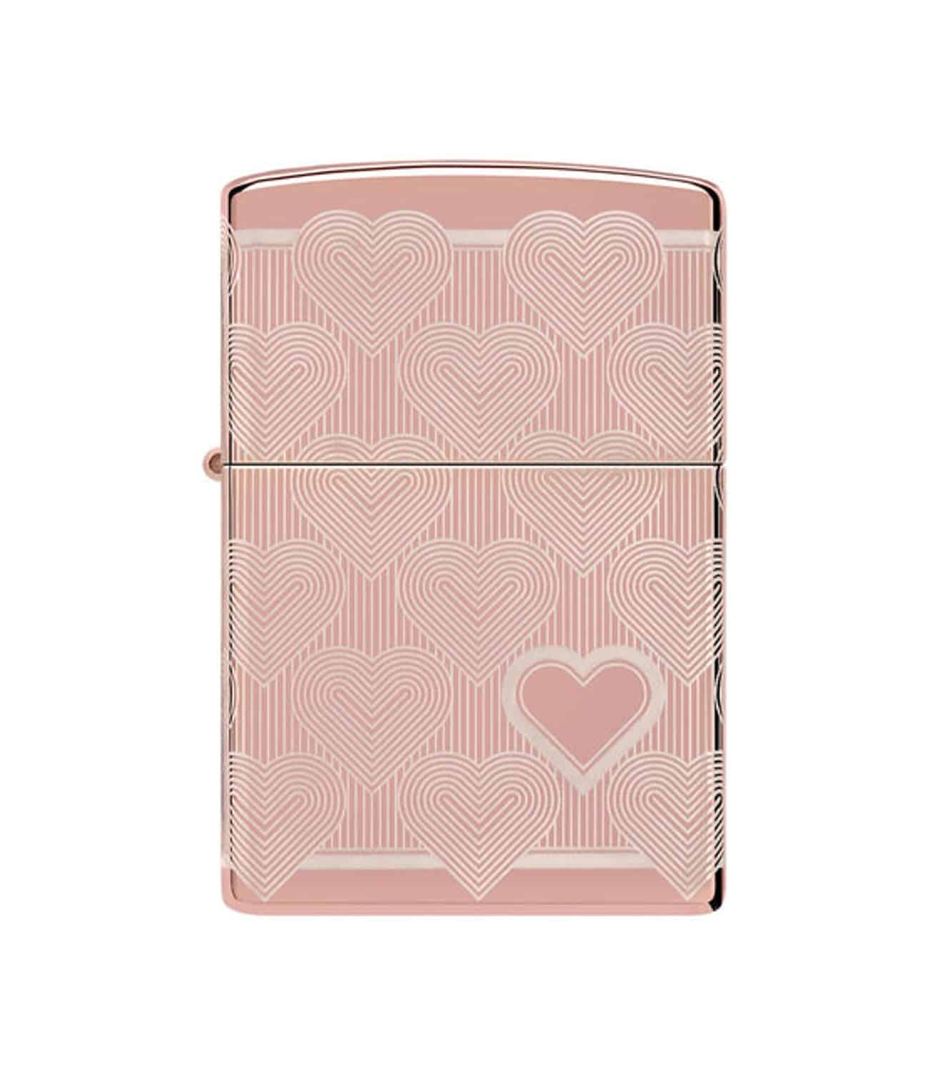 Zippo High Polish Rose Gold Love Design #49811