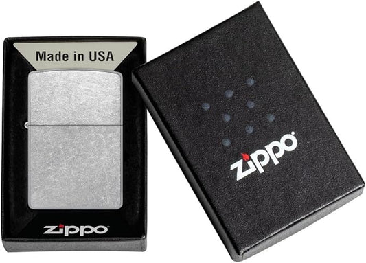 Zippo lighter in packaging with Zippo logo visible