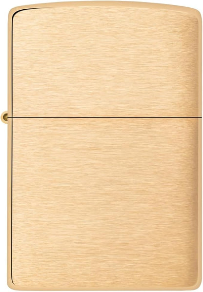 Gold lighter with a brushed finish on a white background