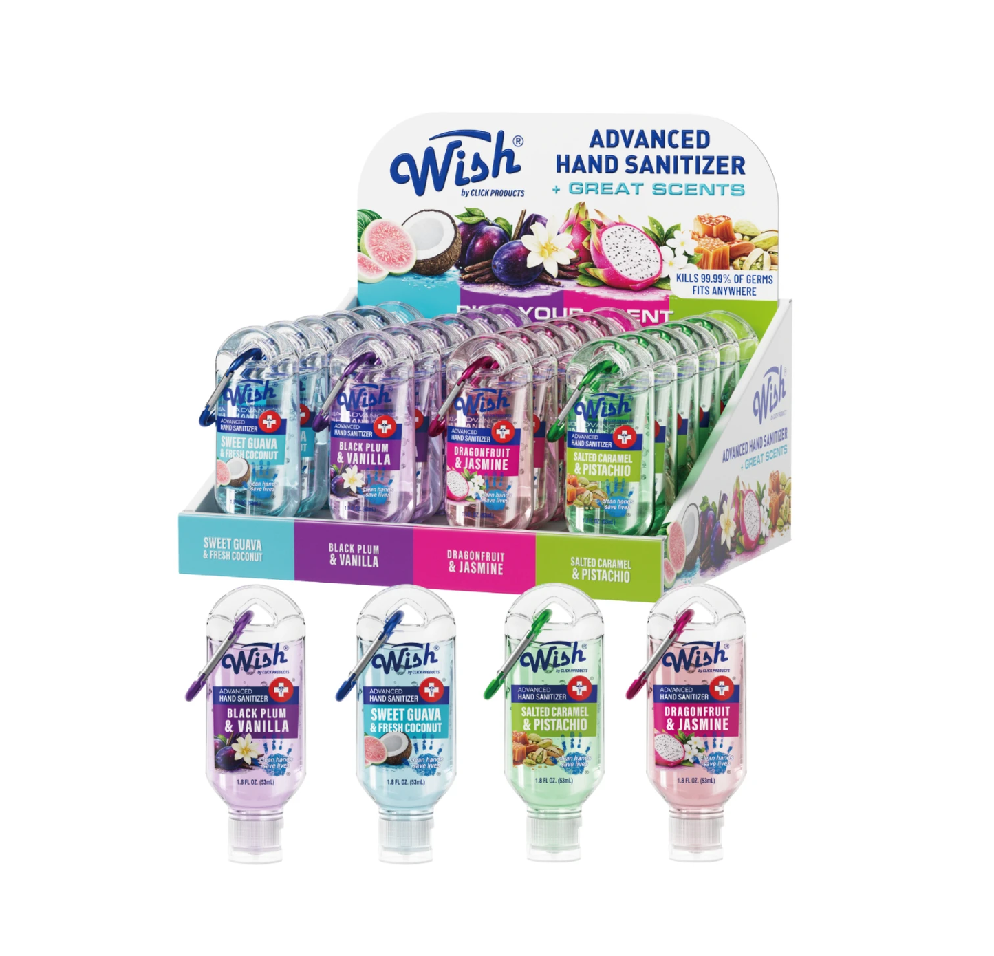 Advanced scented hand sanitizer 1.8oz w/ Clip 24/display