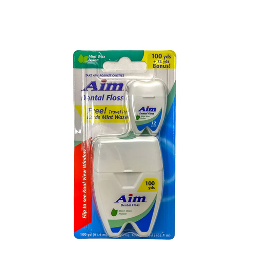 Aim Dental Floss Mint Wax Nylon 100yds+12yds 12/bx