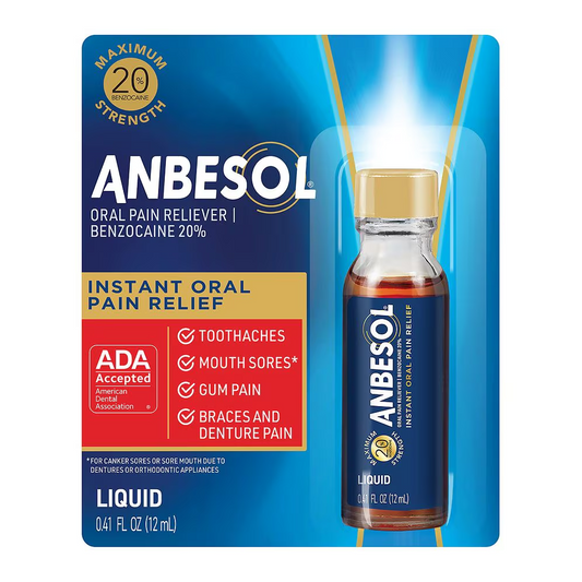 Anbesol Maximum Strength Oral Pain Relief Liquid (0.41 fl oz) 6/bx