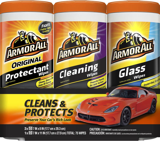 Armor All Triple Pack Wipes Protect, Clean & Glass.