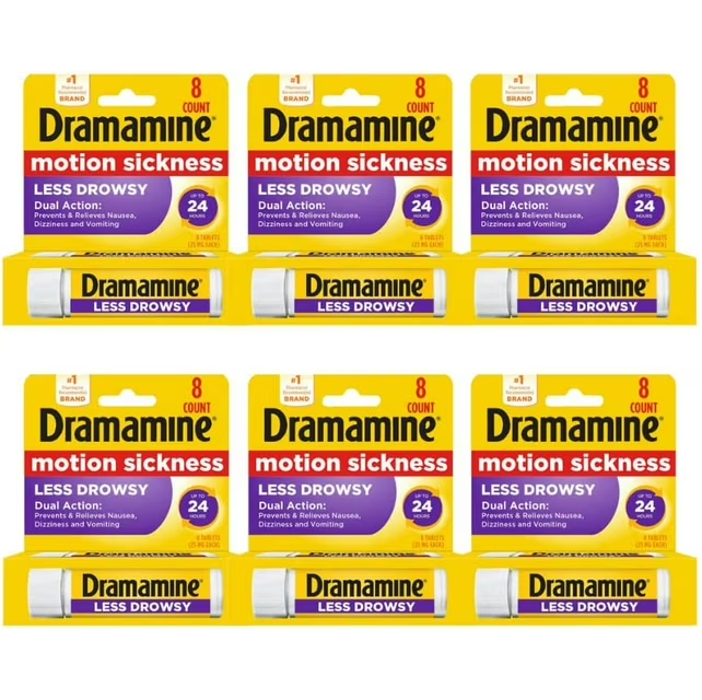 Dramamine Less Drowsy Tablets 8/ct per tube 6/tubes