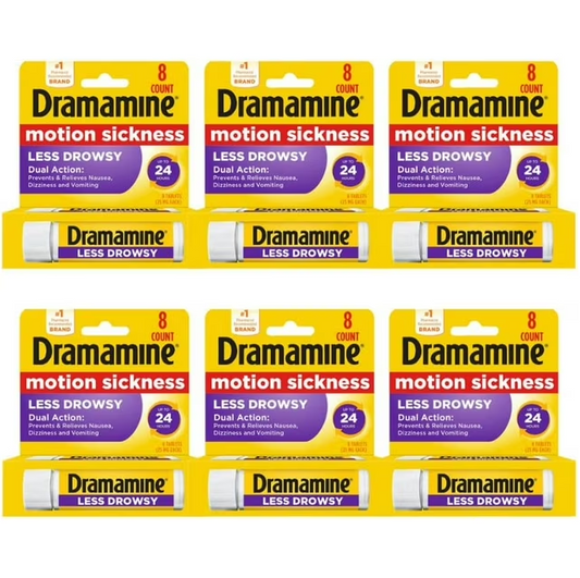 Dramamine Less Drowsy Tablets 8/ct per tube 6/tubes