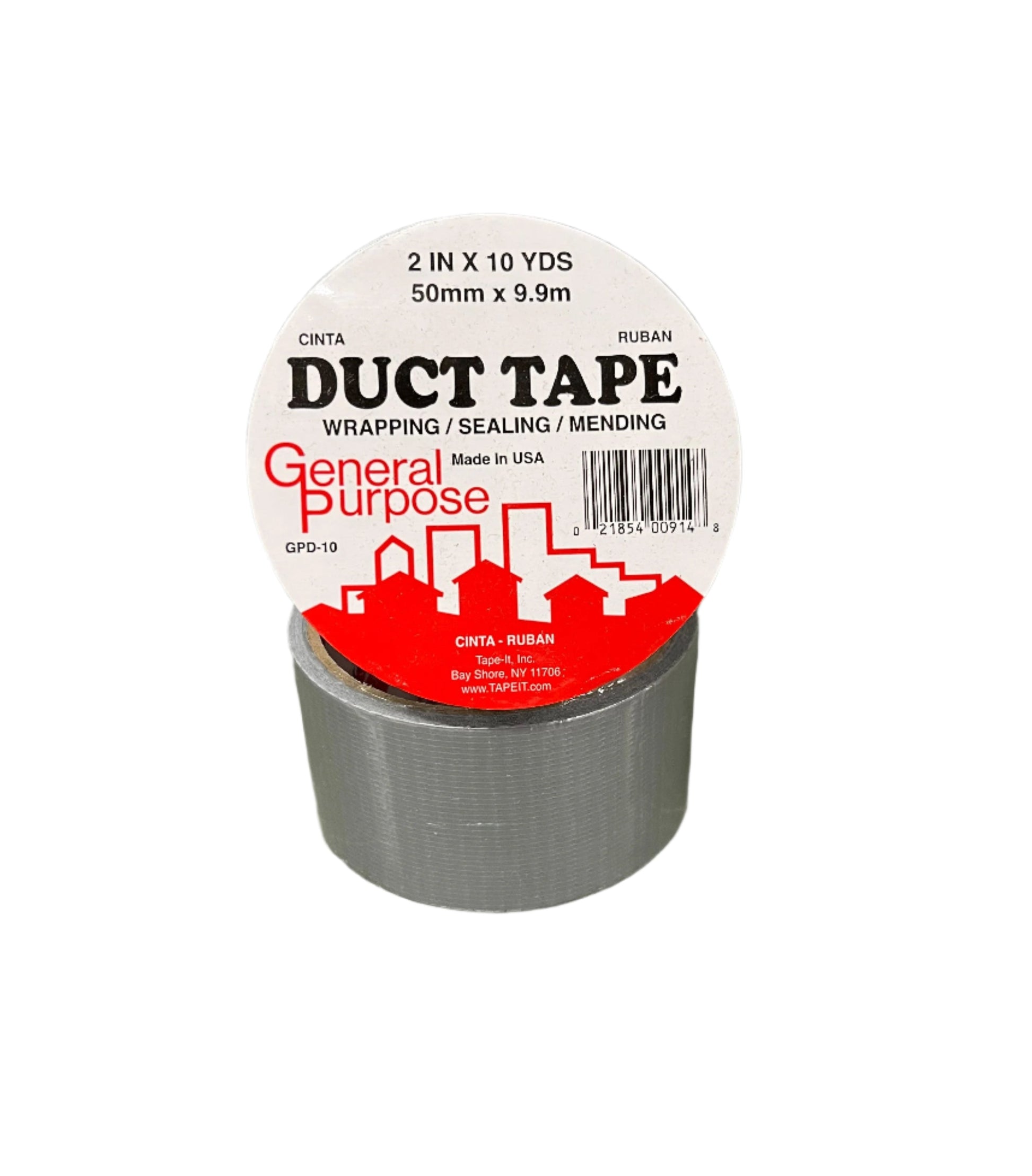 Roll of duct tape with a label
