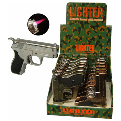 Gun Torch Lighter w/Laser Pointer 12/bx
