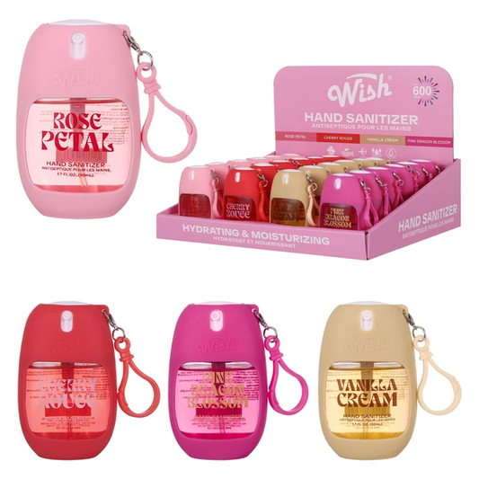 Wish scented hand sanitizer spray with Silicone Keychain Case 40ct Display 1.7oz