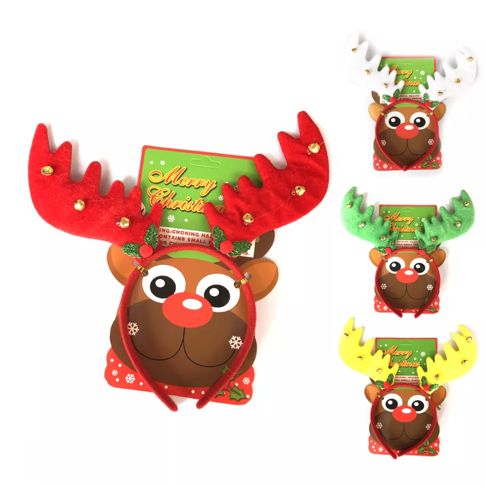 Holiday Headband w/bells Assorted Colors 12/bx