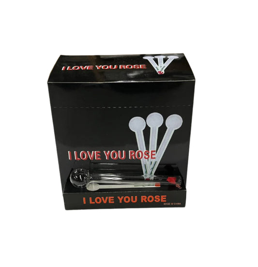 Happy Valentine Glass rose 6" 24/bx