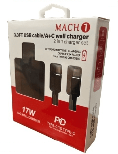 TYPE C Mach Wall Plug & Cable Set 6/bx