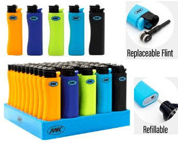 MK Grip Pro Refillable Lighter Replaceable Flint 50/tray