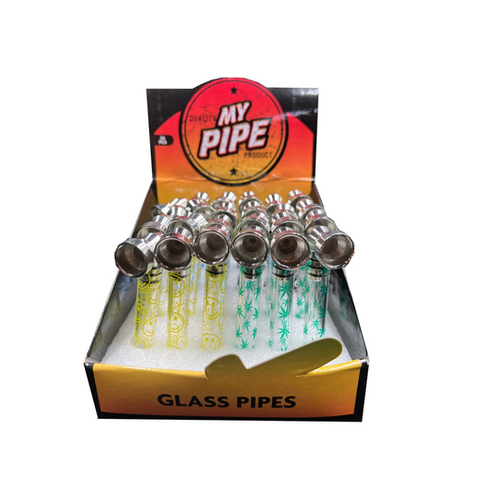 Glass Pipes Marijuana, Smile & Skull Design 24/display