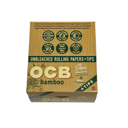 OCB Bamboo Slim+Tips Rolling Papers 24/bx