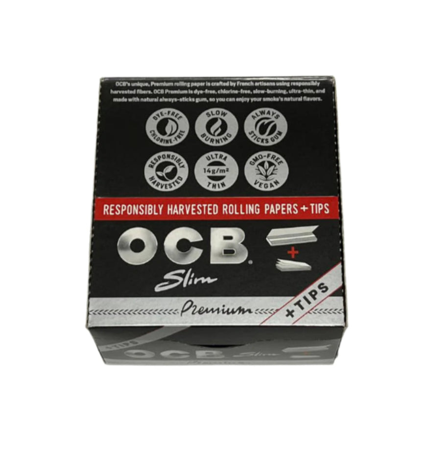 OCB Premium Slim+Tips Rolling Papers 24/bx