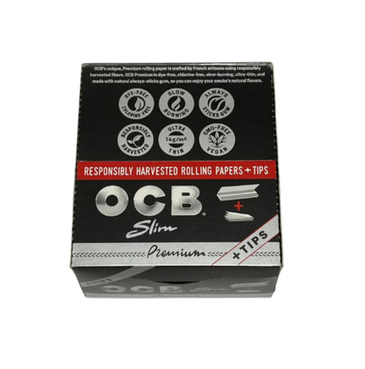 OCB Premium Slim+Tips Rolling Papers 24/bx
