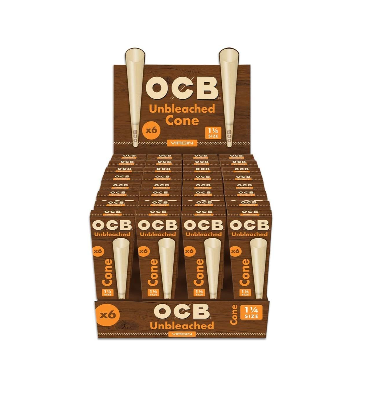 OCB Unbleached Virgin Cones 1.25 6pk 32/bx