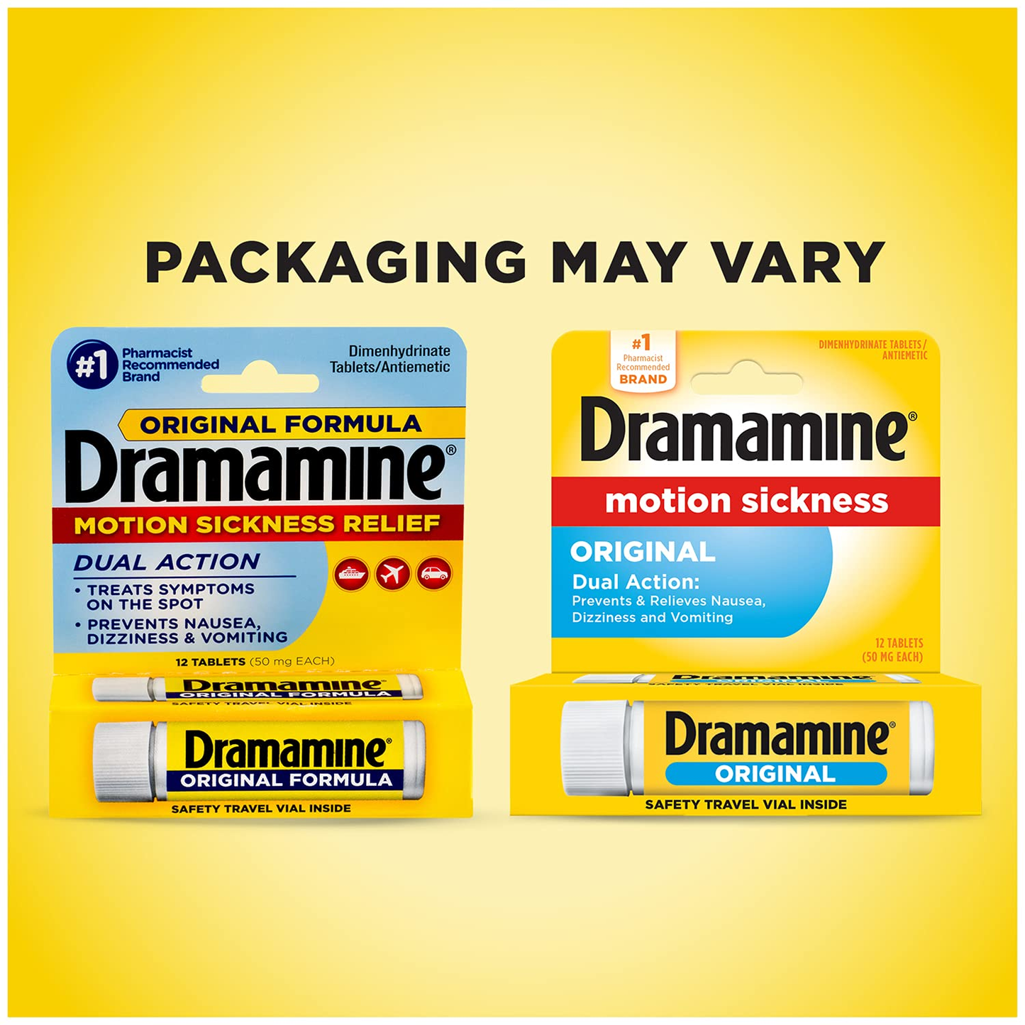 Dramamine Original Tablets 12/ct per tube 6/tubes