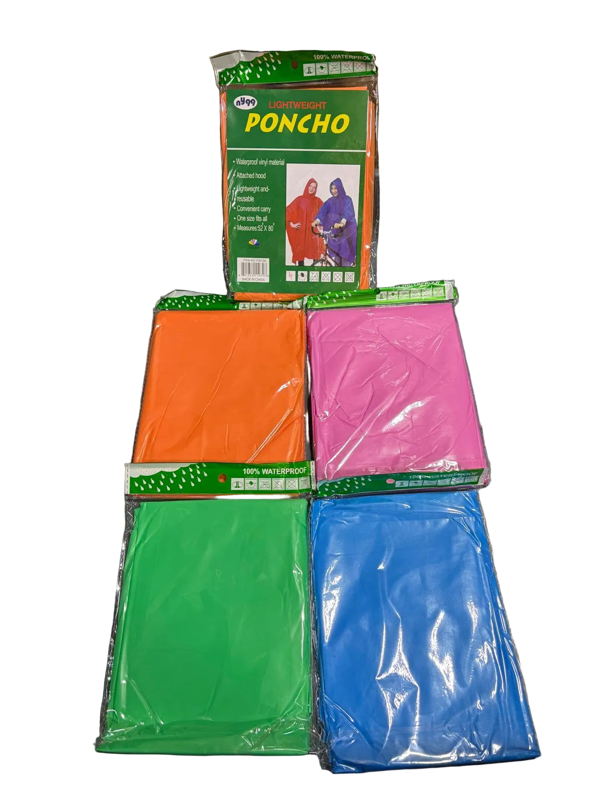 Unisex Rain Poncho, One size fits Most 12/bx