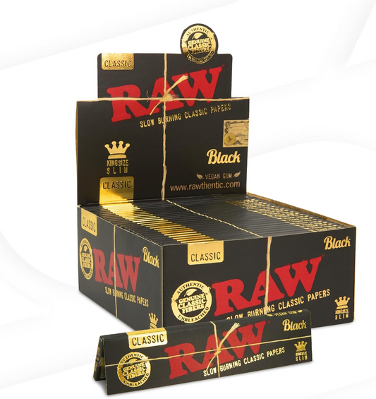 wholesale Raw Classic Black King Slim Cigarette Paper 50/bx