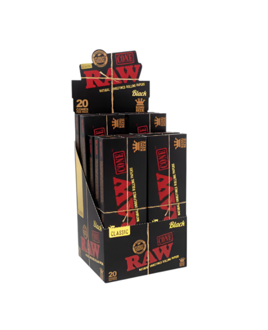 Raw Black King Size Cones 12 Packs of 20